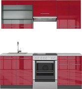 Aneks kuchenny bordowy wysoki połysk/antracyt 200x60x81.6 fame-line