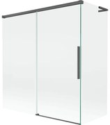Mexen Rox L parawan nawannowy 2-skrzydłowy rozsuwany 150 + 70 x 150 cm, transparent, gun gray szczotkowany - 8C9L-150-070-66-00