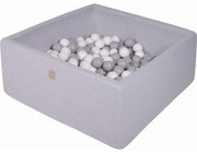 Kwadratowy Suchy Basen Z Piłeczkami 7cm Dla Dziecka, 110x110x40cm/400 Piłek, Bawełniany, Jasnoszary, Piłki: Szare, Białe - Meowbaby®