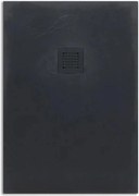 Brodzik prostokątny cienki "Milano" z czarnej żywicy z efektem kamienia, antypoślizgowy, 80x120h cm