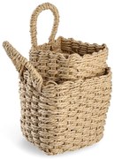 Koszyki do przechowywania z uchwytem, plecionka papierowa, 2 sztuki