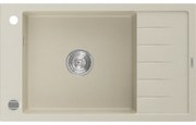 Mexen Elias zlewozmywak granitowy 1-komorowy z ociekaczem 795 x 480 mm, beżowy, syfon chrom - 6511791005-69