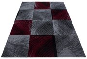 Dywan nowoczesny Plus kwadraty szaro-czerwony 240 cm x 340 cm