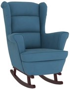 Niebieski tapicerowany fotel bujany uszak P7-F88