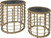 Outsunny Zestaw 2 Solarnych Lampionów Rattanowych z Czujnikiem Światła LED w Stylu Boho IP44 | Aosom PL