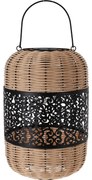 Lampion solarny, elementy z plecionki i dekoracyjny ornament, Ø 24 x 36 cm