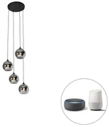Inteligentna lampa wisząca czarna z dymionym szkłem w zestawie 4 WiFi A60 - Wallace ArtDeco Oswietlenie wewnetrzne