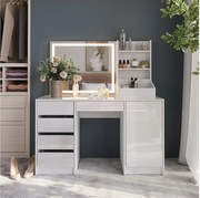 Stół toaletowy biały/biały wysoki połysk 128.2x50.1x76 sherry