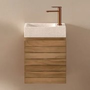 Zestaw Mebli Łazienkowych Z Drewna Tekowego Ze Zintegrowaną Umywalką Z Cementu Napier Drewno Tekowe & - Sklum