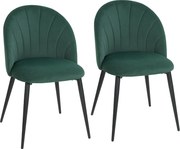 HOMCOM Krzesła do jadalni bez podłokietników z zakrzywionym oparciem, zestaw 2 sztuki, aksamitne wykończenie, akcentowe krzesła do kuchni, salonu, ciemnozielone | Aosom PL