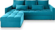 Niebieska rozkładana sofa narożna ZENOVA 220x140 cm, dwustronna