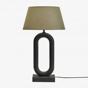 Lampa Stołowa Z Drewna Mango Tiberia Nizina Czarna & Sage Green Ø40 Cm - ↑25 Cm Monaco - Sklum