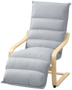 HOMCOM Fotel z laminowanej brzozy, tapicerowany fotel z regulowaną podnóżką, nowoczesny fotel z podłokietnikami, Jasnoszary