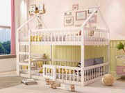 Łóżko piętrowe 140x200cm - z litego drewna - z drabinką - Białe