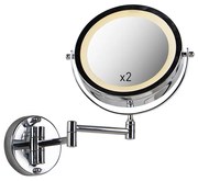 Designerskie lustro ścienne chrom z wbudowanym LED z możliwością ściemniania do ciepłego, regulowanego IP44 - Vicino