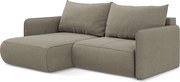 Narożnik lewostronny z funkcją spania - z tkaniny strukturalnej - ciemny beż - NANEA