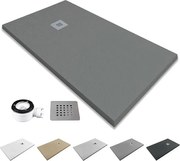 Brodzik z żywicy antypoślizgowy | Zawiera syfon i kratkę odpływową | Kolor Szary Cementowy | 130x70cm