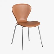Krzesło Do Jadalni Sztaplowane Z Ekoskóry Uit Camel & Chrome - Sklum