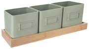 Doniczki metalowe Orion z podstawką Greenish, 37 x 13,5 x 12 cm