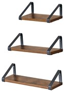 Vasagle Półki ścienne ABBY z konsolą, 3 szt., 30/35/40x12cm, czarna/brązowa