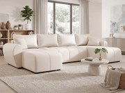 Rozkładana sofa narożna w kształcie U SEVIO 311x145 cm, kremowa + 2 poduszki GRATIS