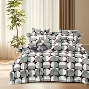 Pościel 200x220 z mikrofibry koła szary brązowy nowoczesna