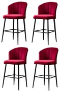 Zestaw krzeseł barowych Rubi Claret Red and Black, 4 szt., 4 szt.