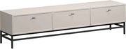 Szafka RTV Lorini 200 cm z szufladami - kaszmir / czarne uchwyty T-bar / stelaż