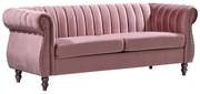 Kanapa 3-osobowa welurowa postarzały różówy TRUMBO