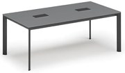 Stół konferencyjny PRIMO INVITATION, 200x100 cm, grafit + 2x port blatowy TYP II, czarny