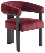Krzesło z podłokietnikami z teksturowanej tkaniny i czarnego drewna kauczukowego - Bordowy - LIVELIA od Pascal Morabito