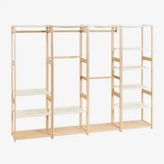 Deneb Bamboo 4-częściowa Otwarta Szafa Modułowa Z Półkami I Wieszakiem Na Ubrania Miel - Sklum