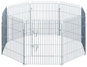 PawHut Kojec dla Szczeniąt Metalowy Wybieg Bezpieczny 63x76 cm Srebrny | Aosom PL