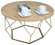 Okrągły stolik kawowy ze złotym stelażem dąb lancelot T0-N55