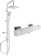 Mexen Sven zestaw prysznicowy natynkowy z deszczownicą i baterią prysznicową termostatyczną Cube, chrom - 77200262-00