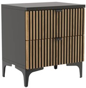 Czarny stolik z drewnianymi lamelami T5-W88