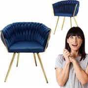 Krzesło ozdobne Tilo granatowy fotel wolnostojący welwet Family Meble