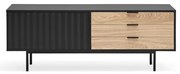 Czarno-naturalna szafka pod TV w dekorze dębu 140x52 cm Sierra – Teulat