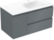 Mexen Orio szafka łazienkowa 90 cm z umywalką Vela prawą, 2S, 1D, grafit mat/biała mat - 91A13-09047-3-BBFFF66-W23P01