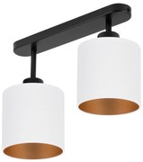 Lampa sufitowa czarna dwupunktowy spot z białymi abażurami C-3306SC-WE