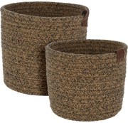 Okrągłe kosze do przechowywania, plecione z bawełny, 2 sztuki