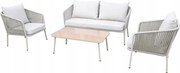 Zestaw mebli ogrodowych beżowy aluminium sofa fotele stolik sznurowanie