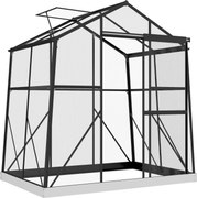 Outsunny Szklarnia z Aluminium Czarna 131x192x203cm | Aosom PL