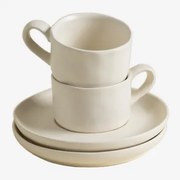 Zestaw 2 Filiżanek Do Kawy 10 Cl Z Talerzykiem Belvere Gardenia Biel - Sklum