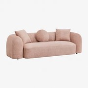 Sofa 3-osobowa Z Szenilu Coco Kwarc Różowy Chenille - Sklum