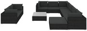 Czarny 10-częściowy zestaw mebli ogrodowych S1-F44