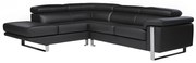 Kanapa narożna ze skóry MYSTIQUE - Czarny - Narożnik lewostronny