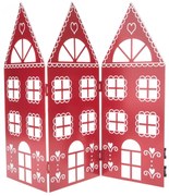 Świąteczna metalowa dekoracja Trzy domy czerwony,68 x 39 x 2,5 cm