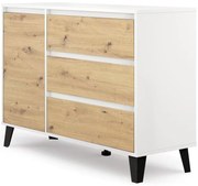 Skandynawska komoda z szafką i szufladami biały + dąb artisan L9-N52