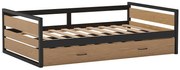 Łóżko wysuwane 120 x 200 i 90 x 200 cm - MDF, drewno sosnowe i metal - Naturalny i antracytowy - BOSTON